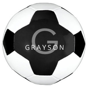Ballon De Foot Nom personnalisé initial gris noir