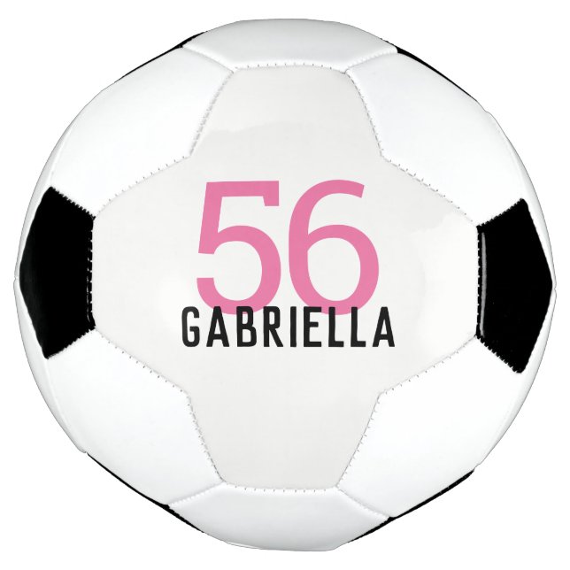 Ballon De Foot Nom personnalisé Nombre personnalisé Filles rose (Tourné)