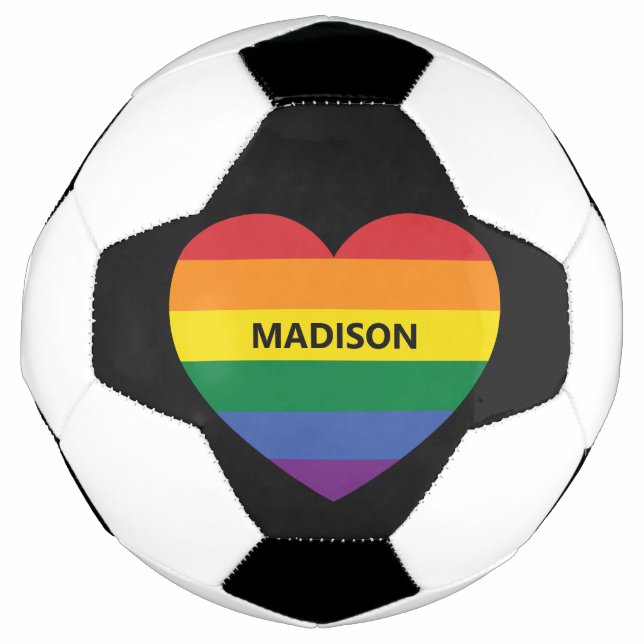 Ballon De Foot Nom personnalisé Rainbow Heart (Devant)