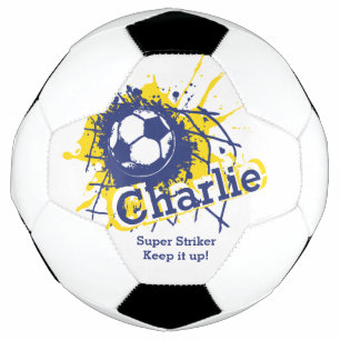 Ballon De Foot Nom personnalisé soccer but de frappe bleu graphiq