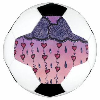 Ballon De Foot Nuages mignons, coeurs et gouttes de pluie