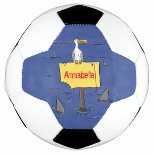 Ballon De Foot Oiseau de mer amusant entouré de dessins animés de