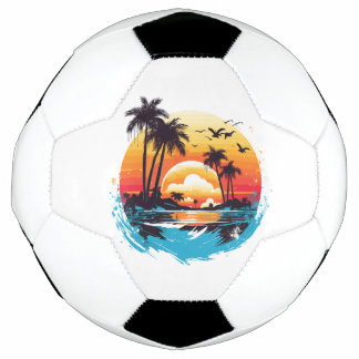 Ballon De Foot Paradis du coucher de soleil tropical