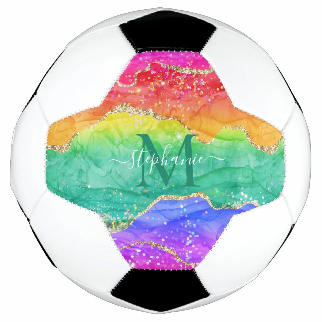 Ballon De Foot Parties scintillant arc-en-ciel Monogramme d'âge o (Devant)