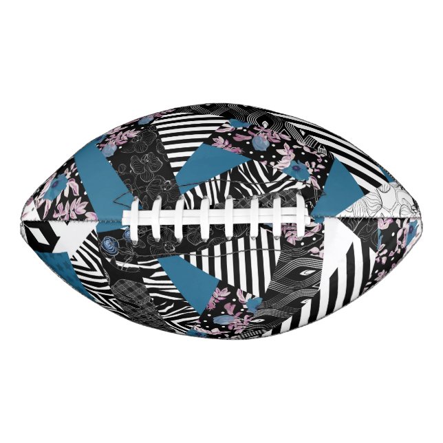 Ballon De Foot patchwork bleu, populaire, patchwork, folle, rusti (Devant)
