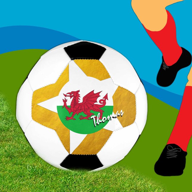 Ballon De Foot Pays de Galles Football & Gold Welsh Flag / Cymru (Créateur téléchargé)