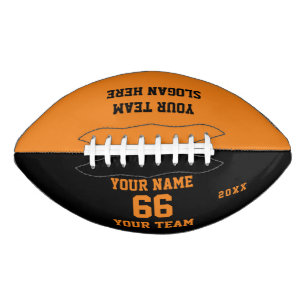 Ballon De Foot Personnalisé orange noir Football Nom, numéro,