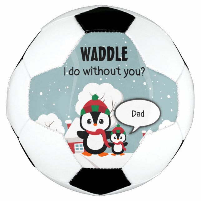 Ballon De Foot Pingouin Bébé Gris Mignonne En Neige D'Hiver (Devant)