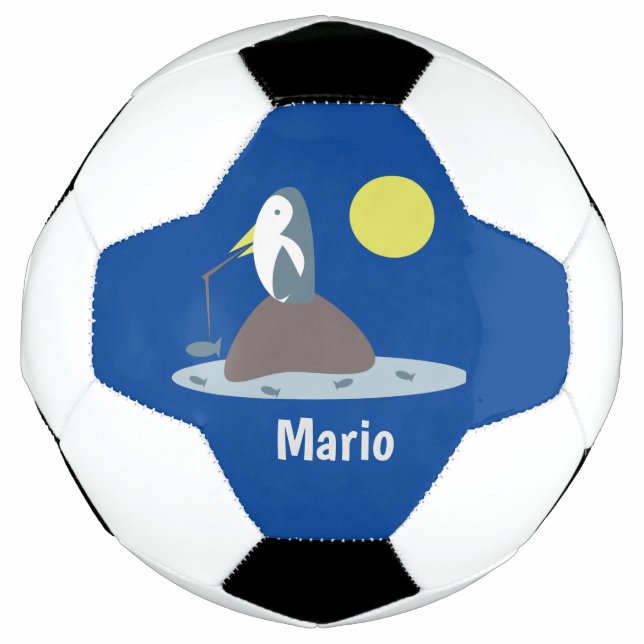 Ballon De Foot Pingouin Pêche Monogramme Nom Bal de Football (Devant)