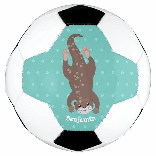 Ballon De Foot Plongée de loutre mignonne sur dessin animé turquo (Devant)