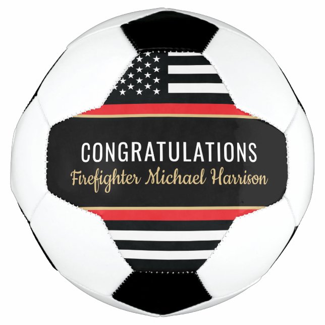 Ballon De Foot Pompier Fire Academy Red Line Drapeau Graduation (Devant)