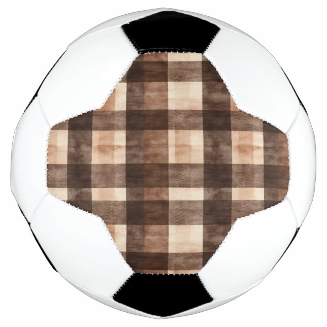 Ballon De Foot Rayures à carreaux marron crème (Devant)