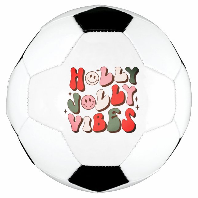 Ballon De Foot Retro Noël Holly Jolly Vibes Vacances tendance (Devant)