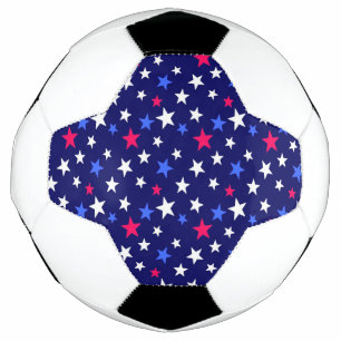 Ballon De Foot Rouge gras, bleu patriotique et étoiles blanches