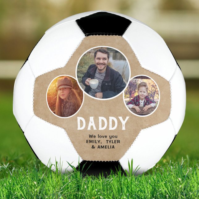 Ballon De Foot Rustic Daddy nous vous aimons 3 Photos Fête des Pè (Créateur téléchargé)