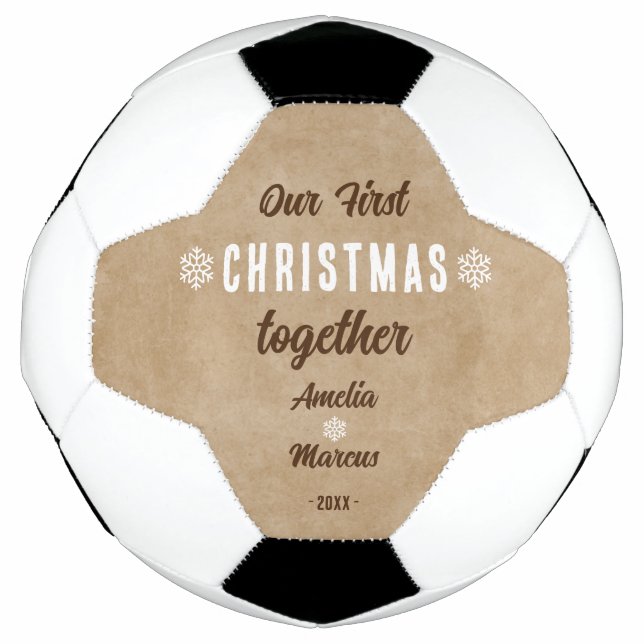 Ballon De Foot Rustic Our First Christmas Together Personalized (Devant)