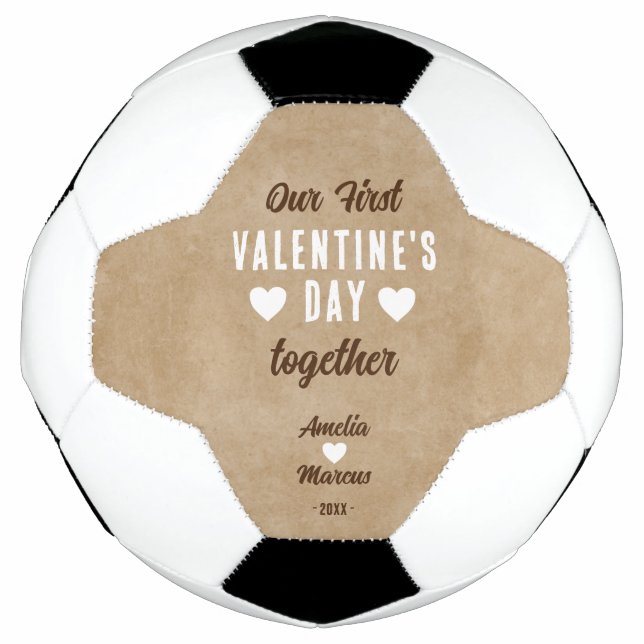 Ballon De Foot Rustique Notre première Saint Valentin ensemble (Devant)