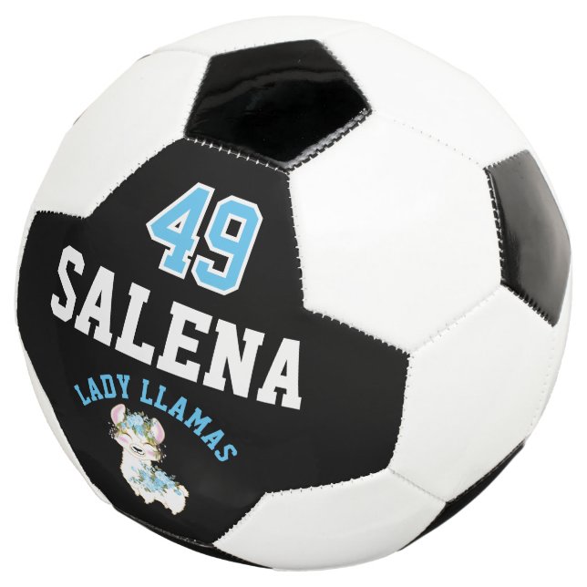 Ballon De Foot Soccer  Llama  - Blue, Black and White  (3/4)