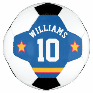 Ballon De Foot Sporty Stars Numéros Stripes Blue Gold Red Team