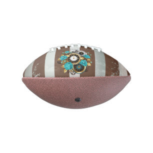 Ballon De Foot Steampunk Clock and Turquoise Roses on Striped