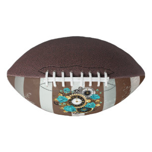 Ballon De Foot Steampunk Clock and Turquoise Roses on Striped