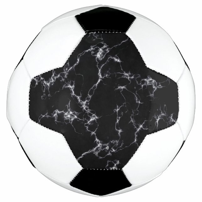 Ballon De Foot Style marbre élégant4 - Noir et Blanc (Devant)