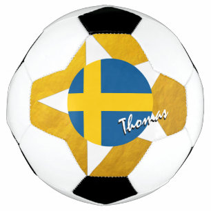 Ballon De Foot Suède Football & Gold Drapeau suédois