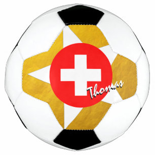 Ballon De Foot Suisse Football & Gold Drapeau suisse