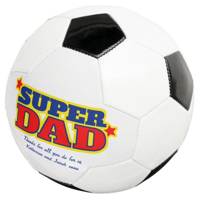 Ballon De Foot Super Papa message personnalisé rouge bleu jaune (3/4)