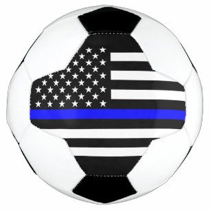 Ballon De Foot Symbole mince ligne bleue US Drapeau design graphi