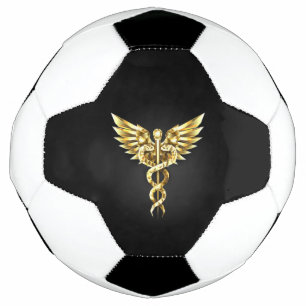 Ballon De Foot Symbole Polygonal Or Caduceus