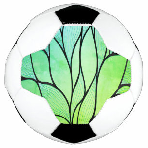 Ballon De Foot Teintes vertes vives motif créatif de feuilles 