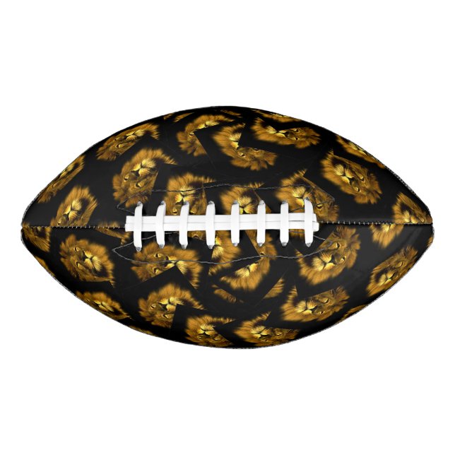 Ballon De Foot Têtes De Lion Sur Noir, (Devant)
