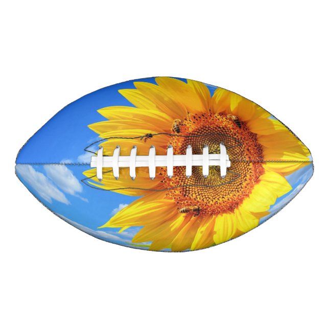 Ballon De Foot Tournesol jaune et abeilles sur le ciel bleu (Devant)