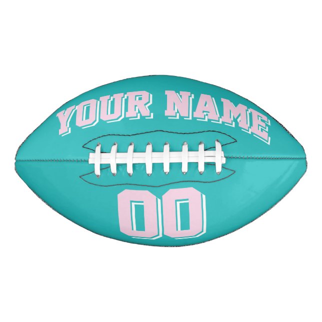 Ballon De Foot TURQUOISE LÉGER ROSE ET BLANC Football Personnalis (Devant)