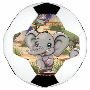 Ballon De Foot Un bébé éléphant qui sonne heureux dans la savane