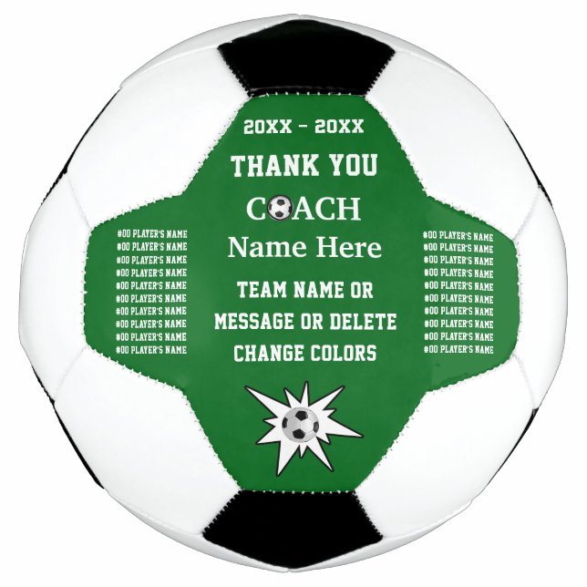 Ballon De Foot Vert et blanc, Merci de cadeaux d'entraîneurs de f (Devant)