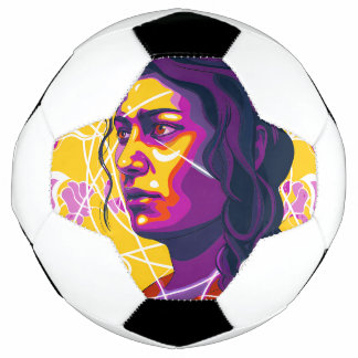 Ballon De Foot Vibrant Stylized Portrait with Abstract Elements