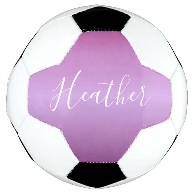 Ballon De Foot Violet violet et script blanc personnalisé (Devant)