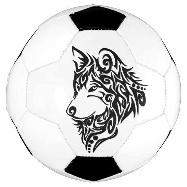 Ballon De Foot Wolf tribal noir (Devant)