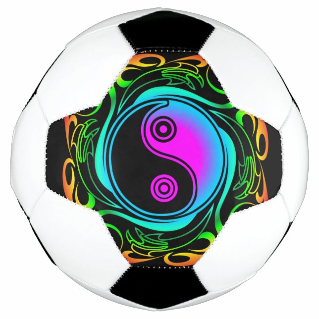 Ballon De Foot Yin Yang Psychedelic Rainbow Tattoo (Devant)