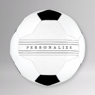 Ballon De Foot Your Custom Text & Modern Stripes Black & White