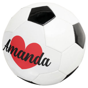 Ballon de football coeur rouge avec nom personnali