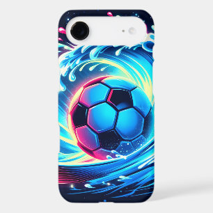 Ballon de football futuriste surfer sur l'océan