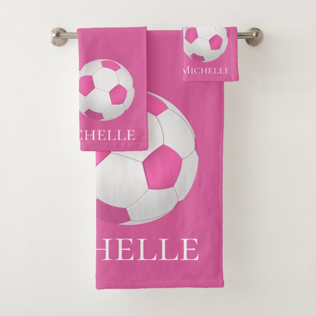 ballon de football rose - ajoutez un nom (En situation)