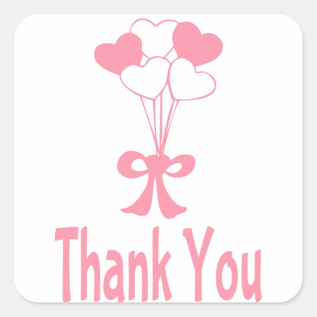 Ballon en Merci rose sur les coeurs Stickers de sa (Devant)