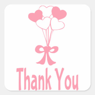 Ballon en Merci rose sur les coeurs Stickers de sa