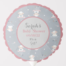 Agneaux Bébés blancs gris rose - Baby shower