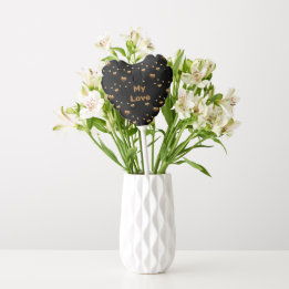 Ballon Gonflable Élégant My Love Gold Hearts sur le noir