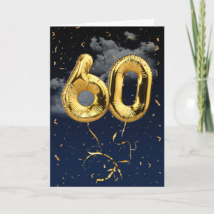 Ballon Mylar doré pour 60 ans et carte à confettis